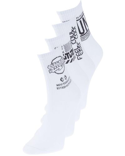 Trendyol E 4er-pack baumwollsocken mit textmuster für college-tennis, mittlere größe - Blau