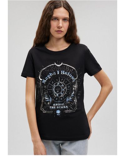 Mavi Schwarzes t-shirt mit astrologie-aufdruck, schmale passform / slim fit-900