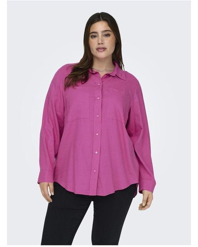 Only Carmakoma Hemd locker geschnittenes hemdkragen curve hemd - Pink