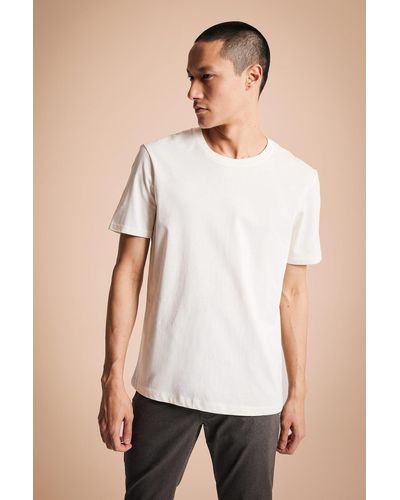 Defacto Basic-kurzarm-t-shirt mit normaler passform und rundhalsausschnitt m7666az23au - Natur
