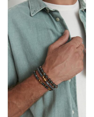 Trendyol Mehrfarbiges dreiteiliges bijoux-armband aus naturstein und hämatit mit kordelzug - Grün