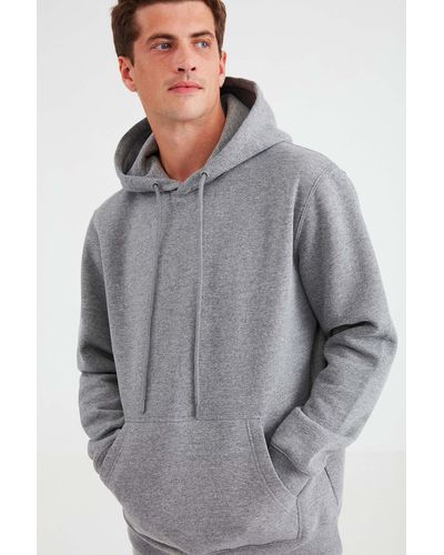 Grimelange Jorge sweatshirt aus weichem stoff mit kapuze, schnurgebunden und normaler passform in hell - Grau