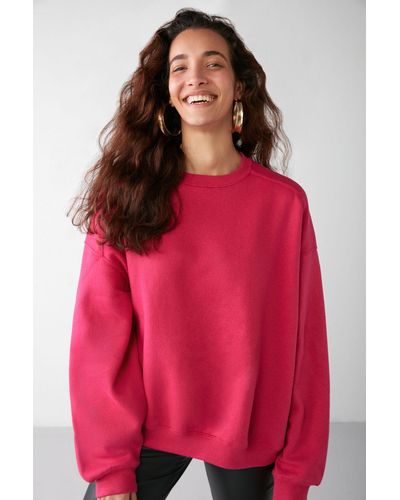 Grimelange Susana sweatshirt mit rundhalsausschnitt, oversize-passform, basic - Rot
