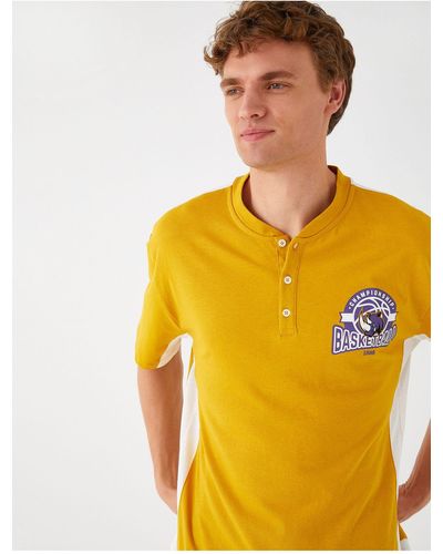 Koton College-t-shirt mit polokragen - Gelb
