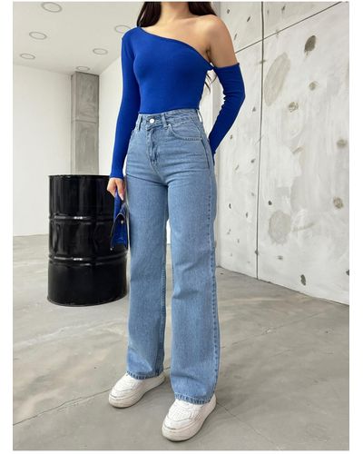 BİKELİFE Bikelife e jeans mit hoher taille und weitem bein aus lycra-stretch - Blau