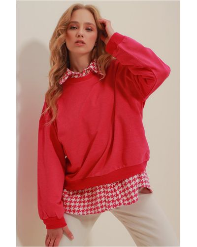 Trend Alaçatı Stili Sweatshirt oversized - Rot