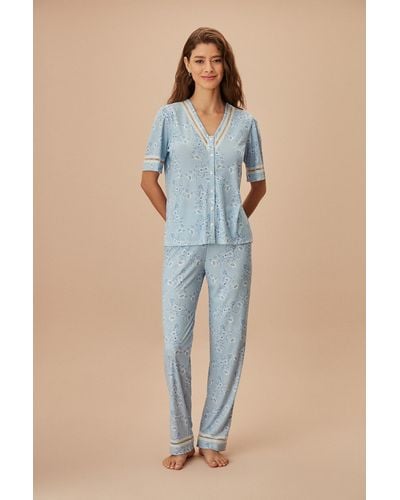 SUWEN Maskulines pyjama-set für junge mütter - Blau
