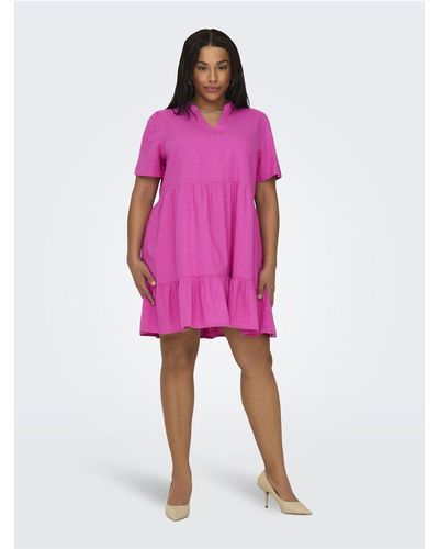 Only Carmakoma Kleid normal geschnitten v-ausschnitt curve kurzes kleid - Pink