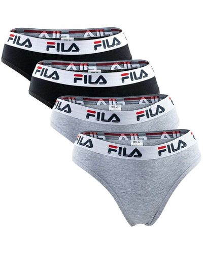Fila Brazilian slip 4er pack, logo-bund, cotton stretch, einfarbig - Weiß