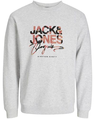 Jack & Jones Sweatshirt mit rundhals plus size bedrucktes sweatshirt mit rundhals - Grau
