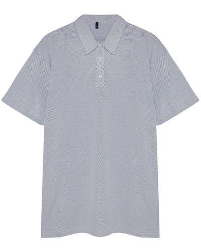 Trendyol Strukturiertes t-shirt mit polokragen in übergröße, regulärer/normaler schnitt, - Grau