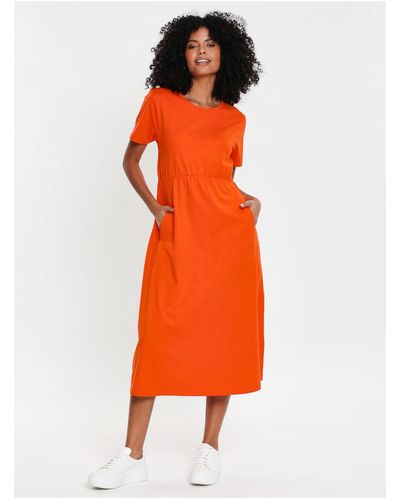 Threadbare Kleid thb danni smock midi dress w/pockets - Orange