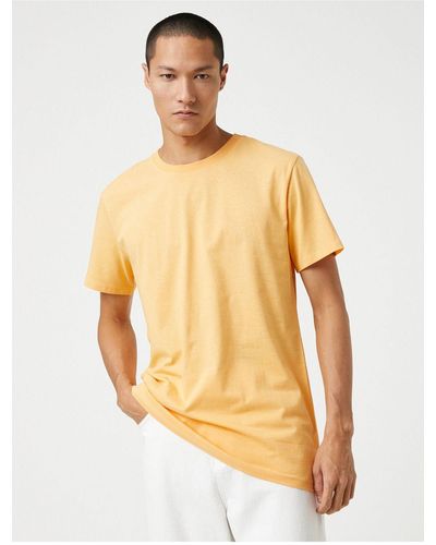 Koton Basic-t-shirt, schmale passform, rundhalsausschnitt, kurze ärmel, baumwolle - Orange