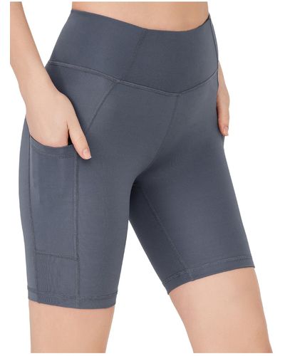 LOS OJOS Anthrazitfarbene, glättende biker-shorts mit doppelter tasche und hoher taille, kurze sport-tights - Grau