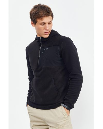 TOMMY LIFE Es, besticktes fleece-sweatshirt mit halblangem reißverschluss und kapuze in standard-passform – 87996 - Blau