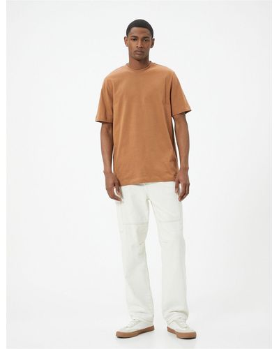 Koton Basic-kurzarm-t-shirt aus baumwolle mit rundhalsausschnitt - Weiß