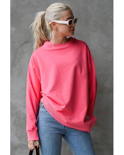Madmext Farbenes basic-sweatshirt in übergröße mg1686 - Pink