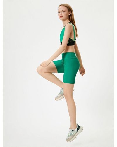 Koton Sportliche biker-leggings mit hoher taille und schmaler passform - Grün