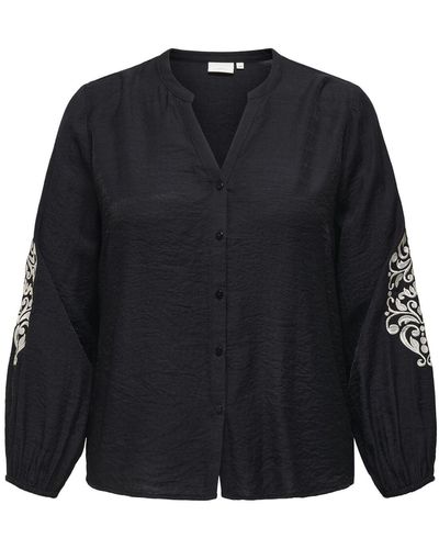 Only Carmakoma Hemd normal geschnitten hemdkragen elastisches bündchen hemd - Schwarz