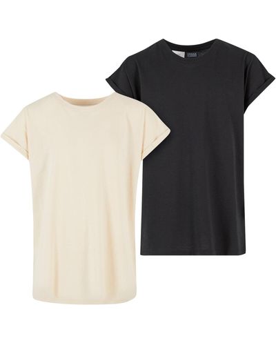 Urban Classics Girls t-shirt mit verlängerten schultern, 2er-pack - Schwarz