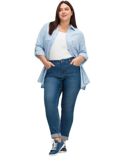 Sheego Große größen jeans »die schmale« mit zweifarbigen kontrastnähten - Blau