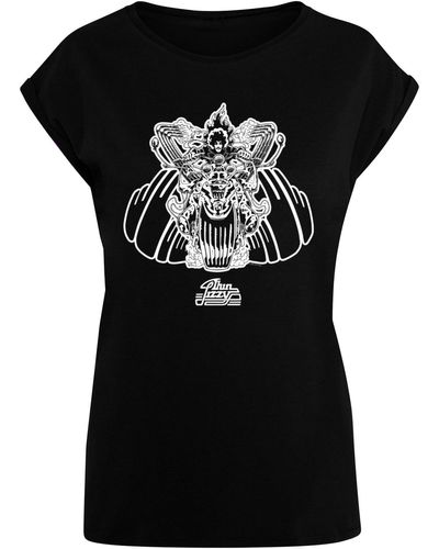 Merchcode Ladies thin lizzy rocker small logo t-shirt - Schwarz