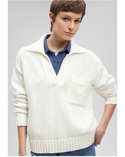Mavi R pullover mit rollkragen und tasche standard-80194 - Weiß