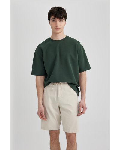 Defacto Oversize-t-shirt mit rundhalsausschnitt aus schwerem stoff x3926az24sp - xs - Grün