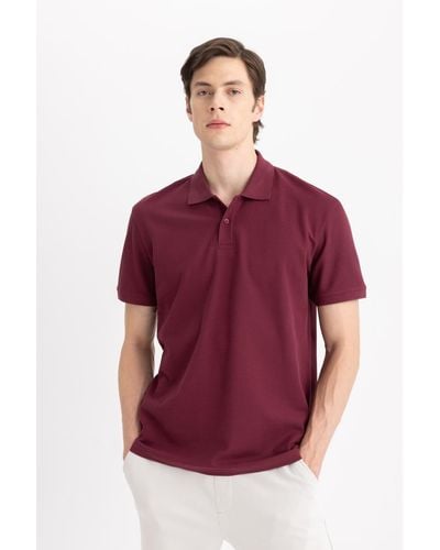 Defacto Kurzärmliges polo-t-shirt – normale passform c1293ax24sp - Rot