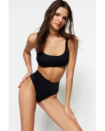 Trendyol Es bralet-bikiniset mit hoher taille und hohem beinausschnitt, reguläres bikini-set - Schwarz