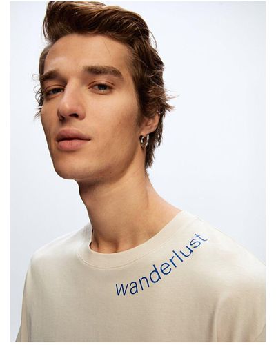 LTB S t-shirt mit schriftzug am kragen - Blau
