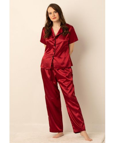 Miorre Satin-pyjama-set - Rot