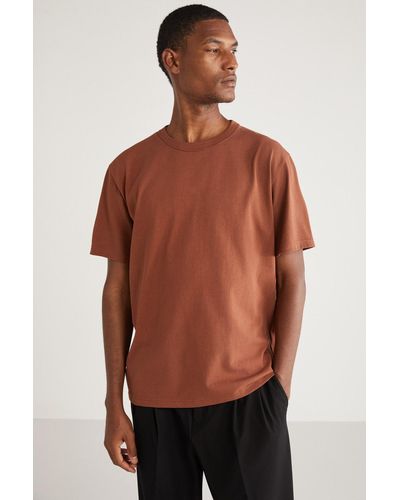 Grimelange Astons t-shirt "comfort fit", dick strukturiert, aus 100 % recycelter baumwolle, dunkel - Rot