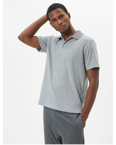 Koton Polo t-shirt kragen detailliert geknöpft kurzarm strukturiert - Grau