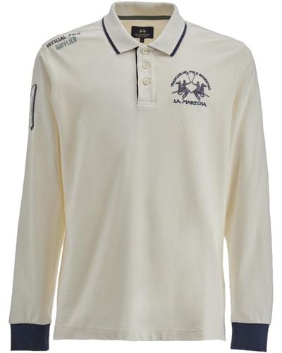 La Martina Shirt langarm-poloshirt regular fit wolfe mit logo-details - Weiß