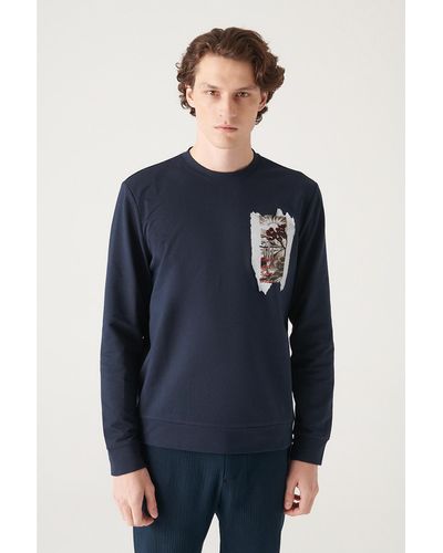 AVVA Sweatshirt mit grafischem aufdruck in marineblau a21y1250