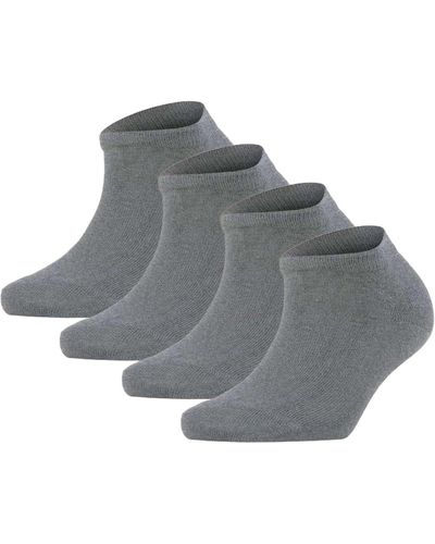 FALKE Socken, 4er pack happy, sneakersocken, einfarbig - Grau