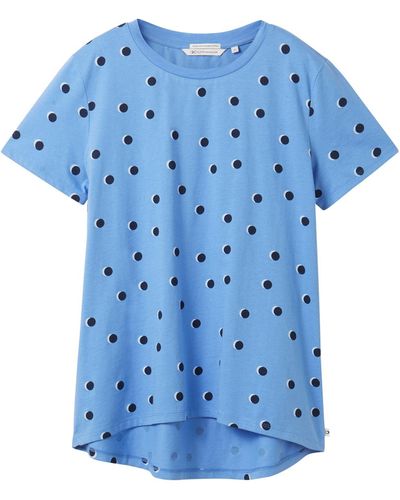 Tom Tailor Denim Es t-shirt mit punktmuster für erwachsene - Blau