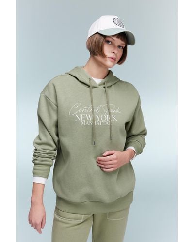 Defacto Dickes relax-fit-sweatshirt mit kapuze a9274ax23wn - Grün