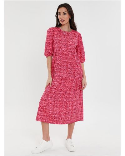 Threadbare Kleid thb finn midi tiered dress - Pink