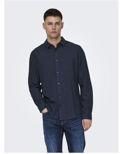 Only & Sons Slim fit hemdkragen bequem geschnittenes hemd - Blau