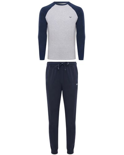 Threadbare Loungewear-pyjama-set "haddaway" - Blau