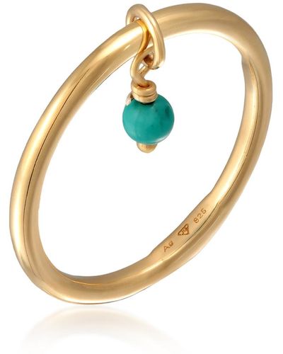 Elli Jewelry Ring stapelring howlith türkis perle 925 silber vergoldet - Blau