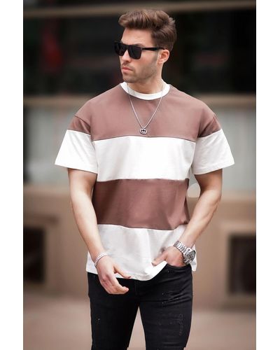 Madmext Übergroßes t-shirt mit rundhalsausschnitt und farbblockdesign in nerzfarbe – 7020 - Schwarz