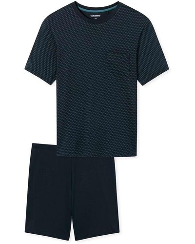 Schiesser Schlafanzug-set – kurz, rundhals-ausschnitt, baumwolle - Blau