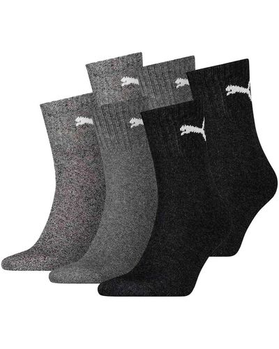 PUMA Unisex sportsocken, 6 paar short crew socks, tennissocken, einfarbig - 43-46 - Schwarz