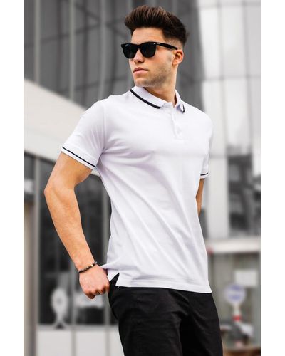 Madmext Es, einfarbiges t-shirt mit polokragen - Weiß