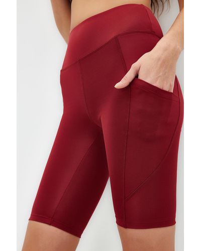 Trendyol Rote recovery-leggings mit hoher taille und tasche, detaillierte gestrickte sport-biker-/radfahrer-leggings