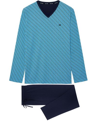 Hom Pyjama set geometrisches muster - Blau