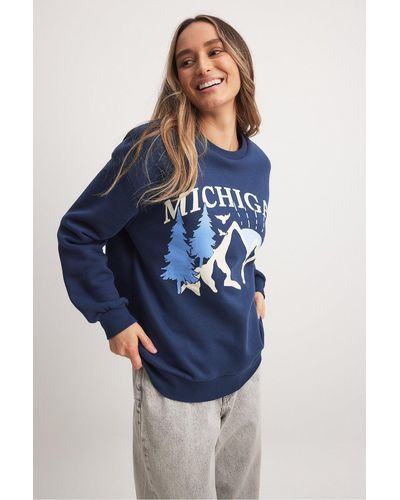 NA-KD Sweatshirt mit stadt-print - Blau